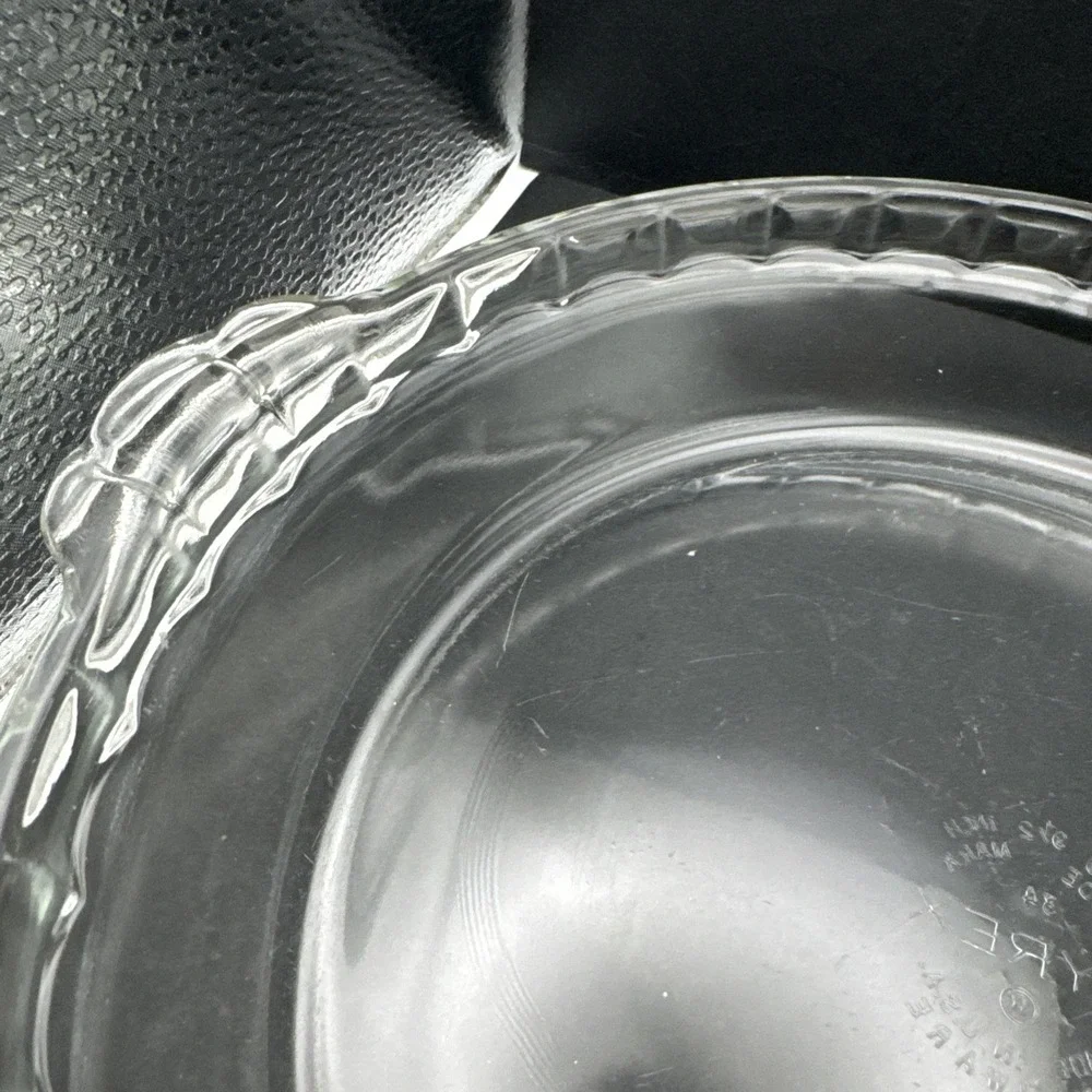 Vintage PYREX #229 Fluted Glass Deep Dish Pie Pan Plate Tab Handles USA Made
